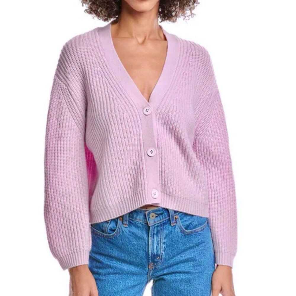 Purple Pink buttoned chunky knit oversized cardigan